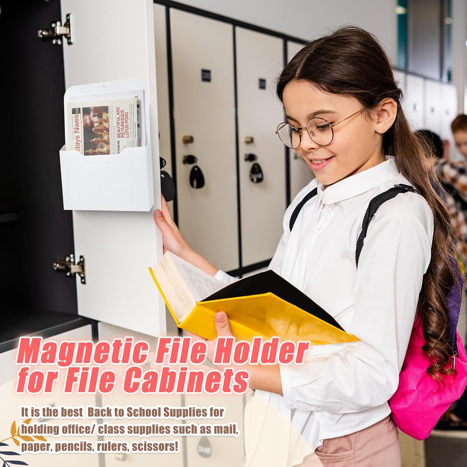 Epakh 6 Pack Magnetic File Holder Magnetic Paper Holder Organizer Wall Mounted Mail Magazine Storage Pockets for Refrigerator, Whiteboard, Office, Classroom, Mail Letters Paper(White)
