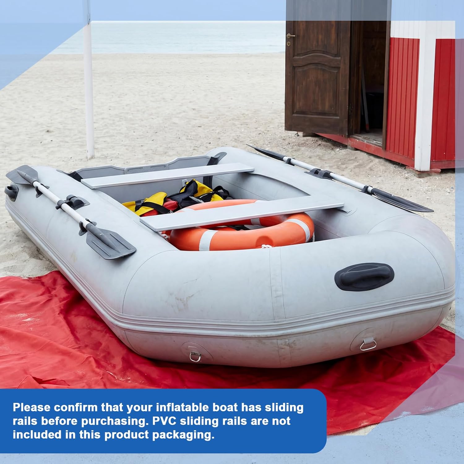 1 Pcs Aluminum Bench Seat for Inflatable Boat with Sliding Attachments, 33.46 x 7.87 Inch Adjustable Boat Seat Mount for Dinghy Canoe Kayak, PVC Rails Not Included