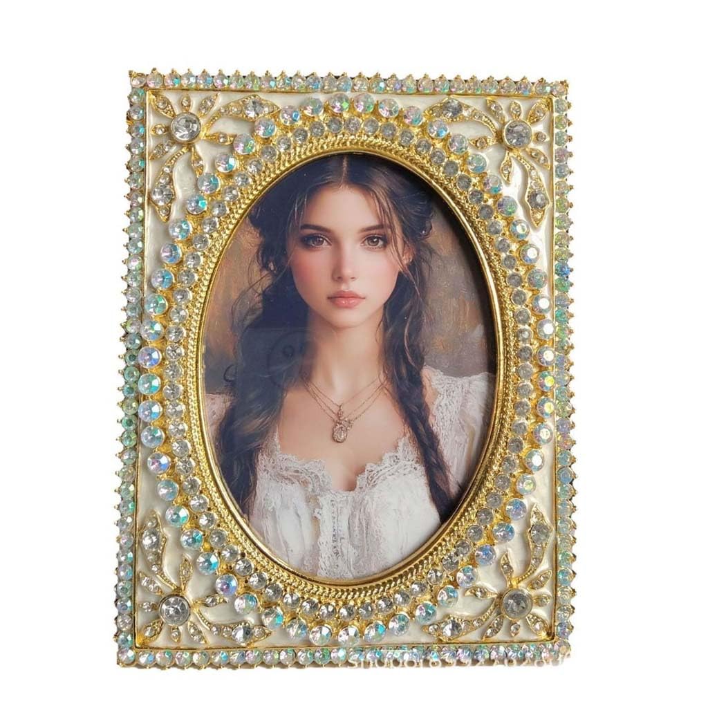 ZXWSTORE 3D Metal Photo Frame, 5x7 Inch Embellished Display, Gold Color