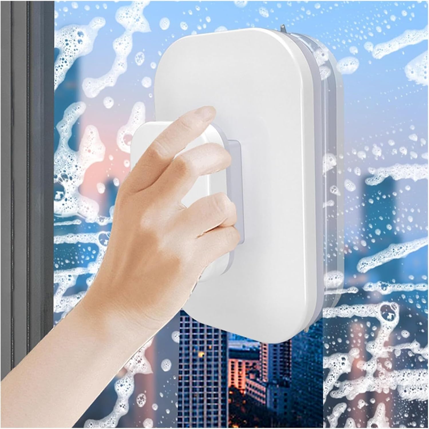 Magnetic Windshield Cleaner for Car and High Rise, Double Sided Window Cleaner with Silicone Scraper, Applicable to 3-10mm Glass