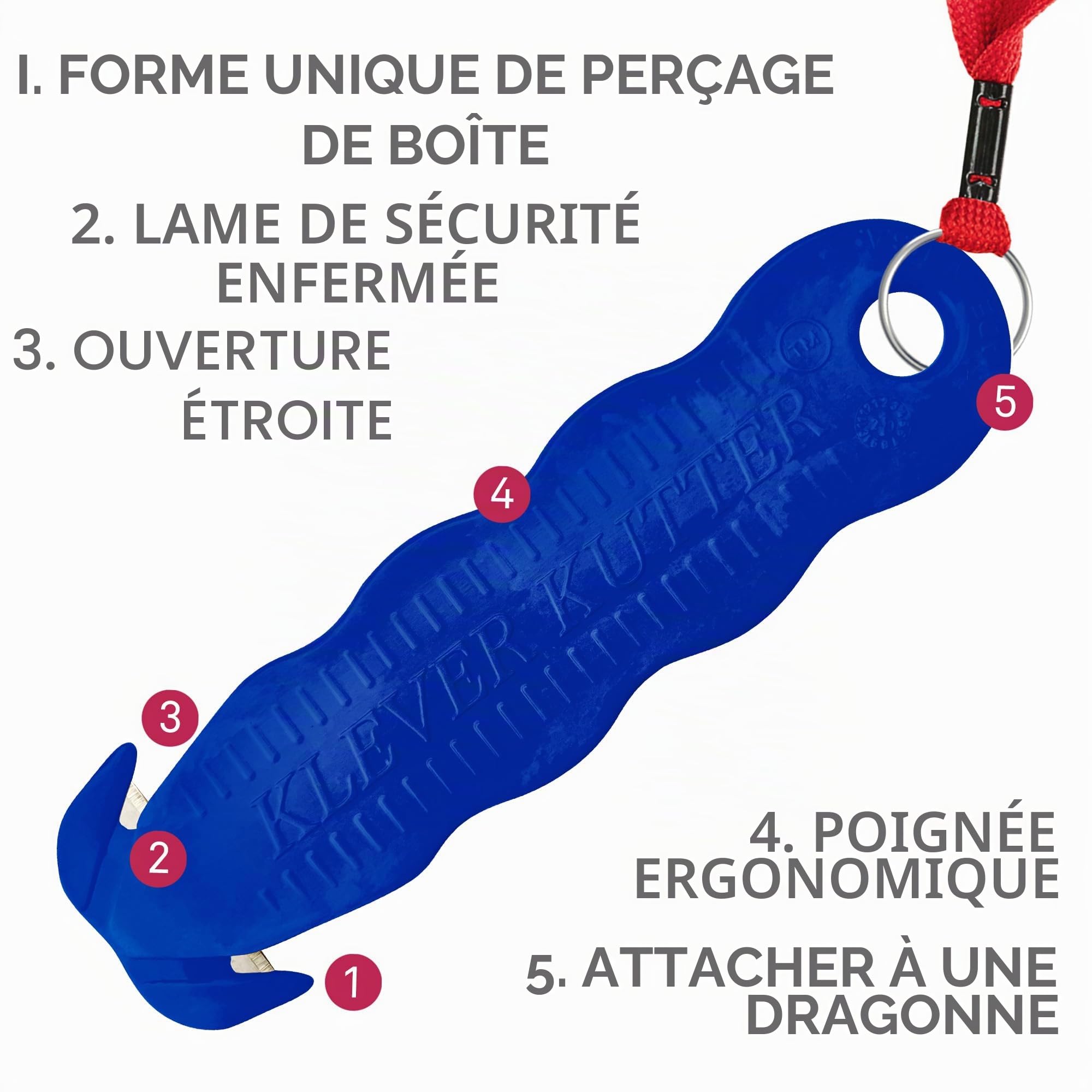 Klever Innovations KCJ-1B Lot de 10 emporte-pièces de sécurité, polymères en plastique avancés, 10 cm, Bleu