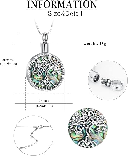 Miniatura 2 de Hearbeingt Collares de urna de lágrima para cenizas, medallón conmemorativo de cenizas del árbol de la vida, joyería de cremación, colgante de