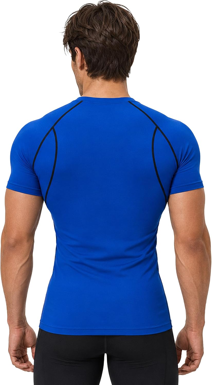 DEVOPS 3 Pack Men's Cool Dry Compression Baselayer Short Sleeve Shirts Top