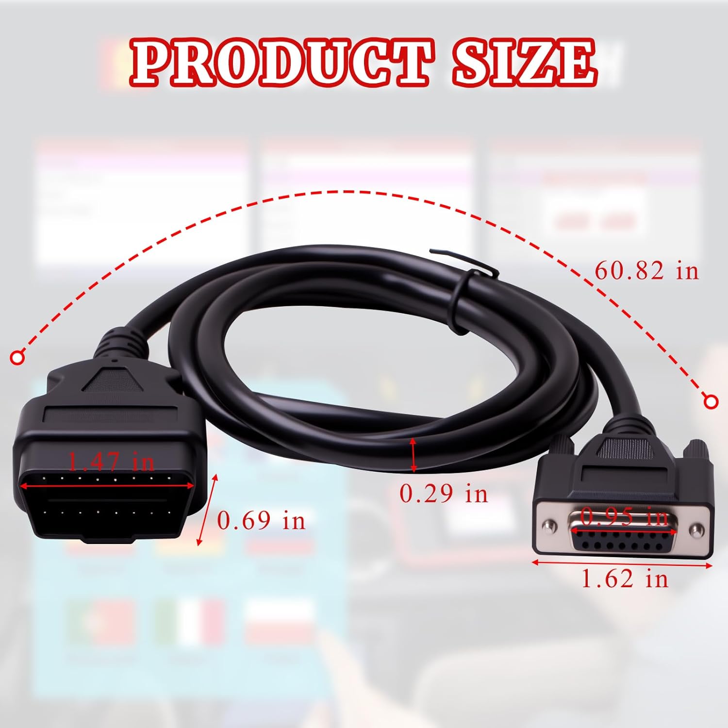 Original Main Cable Replacement OBDII OBD2 Fit for Launch X431 CRP129 CRP123 Creader VII+ Creader VIII Diagnostic Extender Connector Cable Scanner Code Readers Scan Tools Accessories 16 Pin Black
