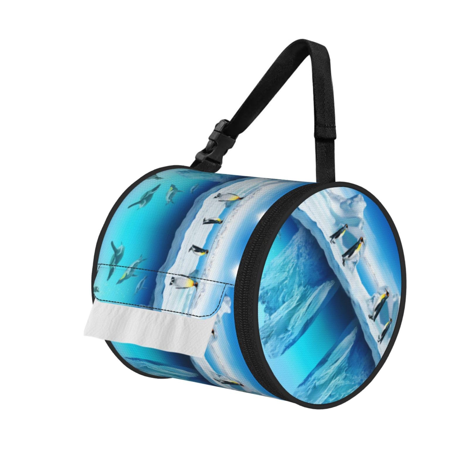Penguins Print Hanging Toilet Paper Holder Camping Paper Towel Holder Portable Car Roll Paper Storage Bag With Adjustable Strap Suitable For Bathroom,Kitchen