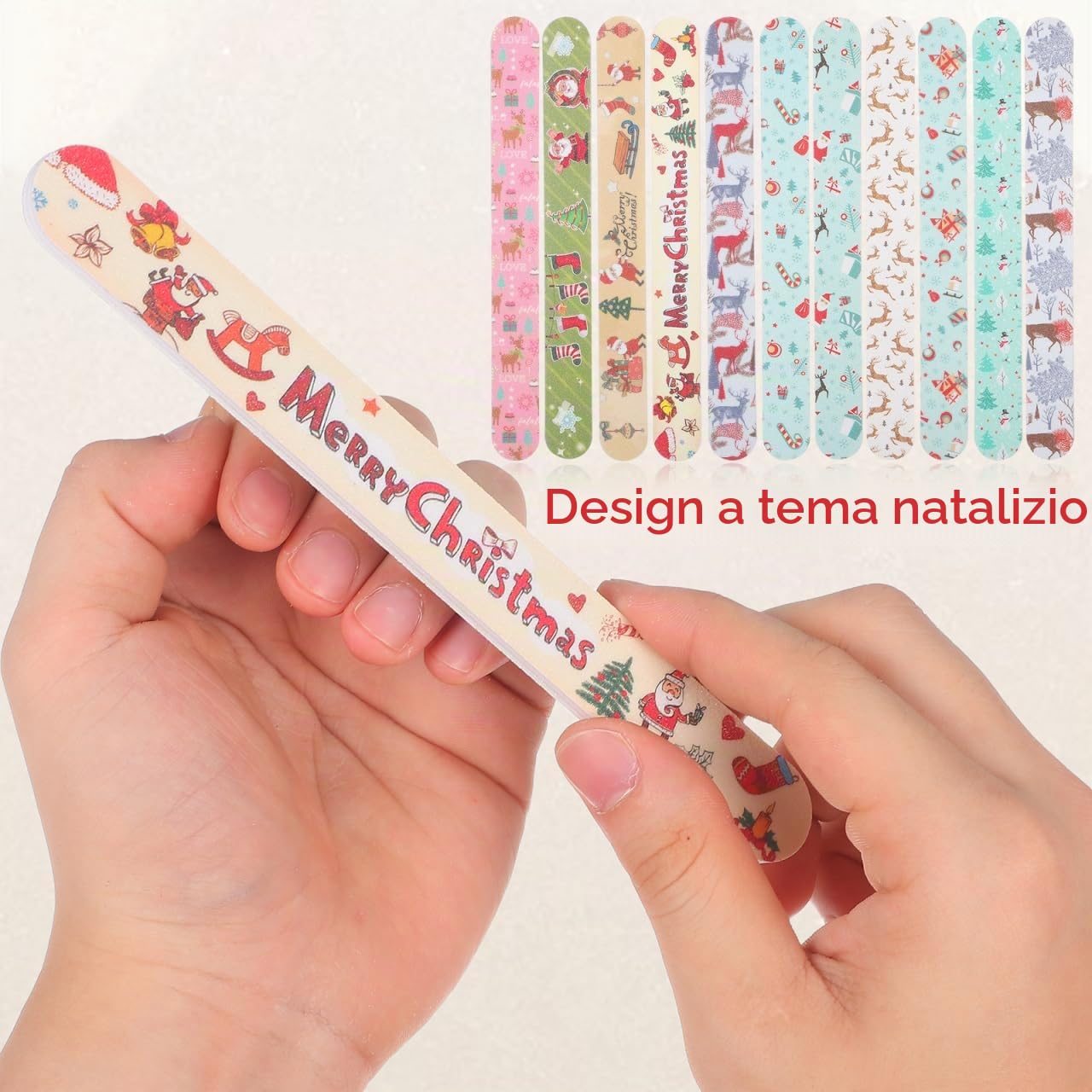 Beavorty 24 Lime per Unghie Natalizie Natale kit manicure,Natale lima per unghie Tavole per Levigatura per Unghie a Doppia Faccia Strumenti per Lucidare Manicure per Donne E Ragazze (Stile Casuale)