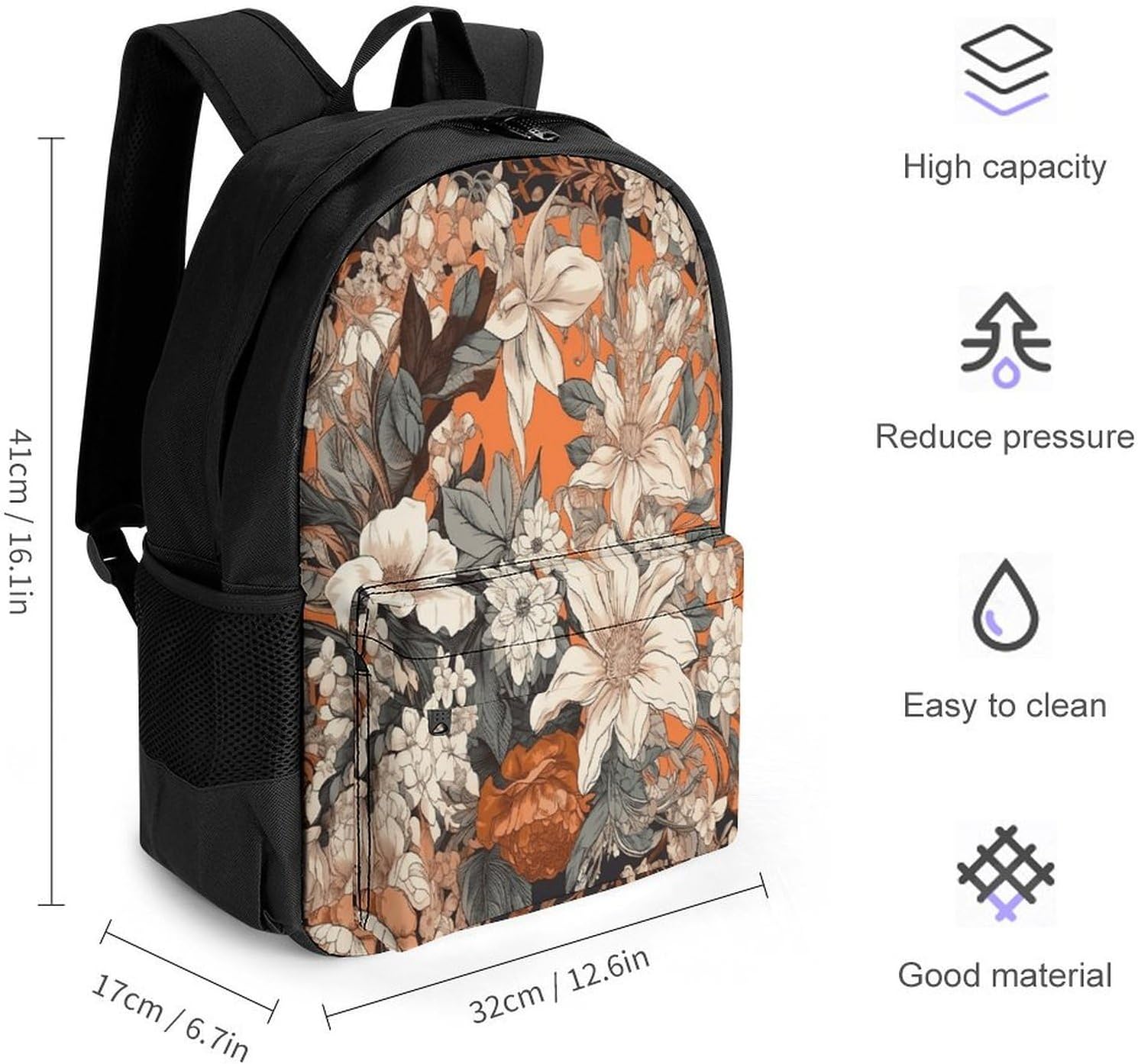 Orange And White Backpack Daypack Travel Backpack | Lightweight Casual Laptop Backpack for Women Men Aesthetic Travel Bag for Weekender Business Hiking Outdoor