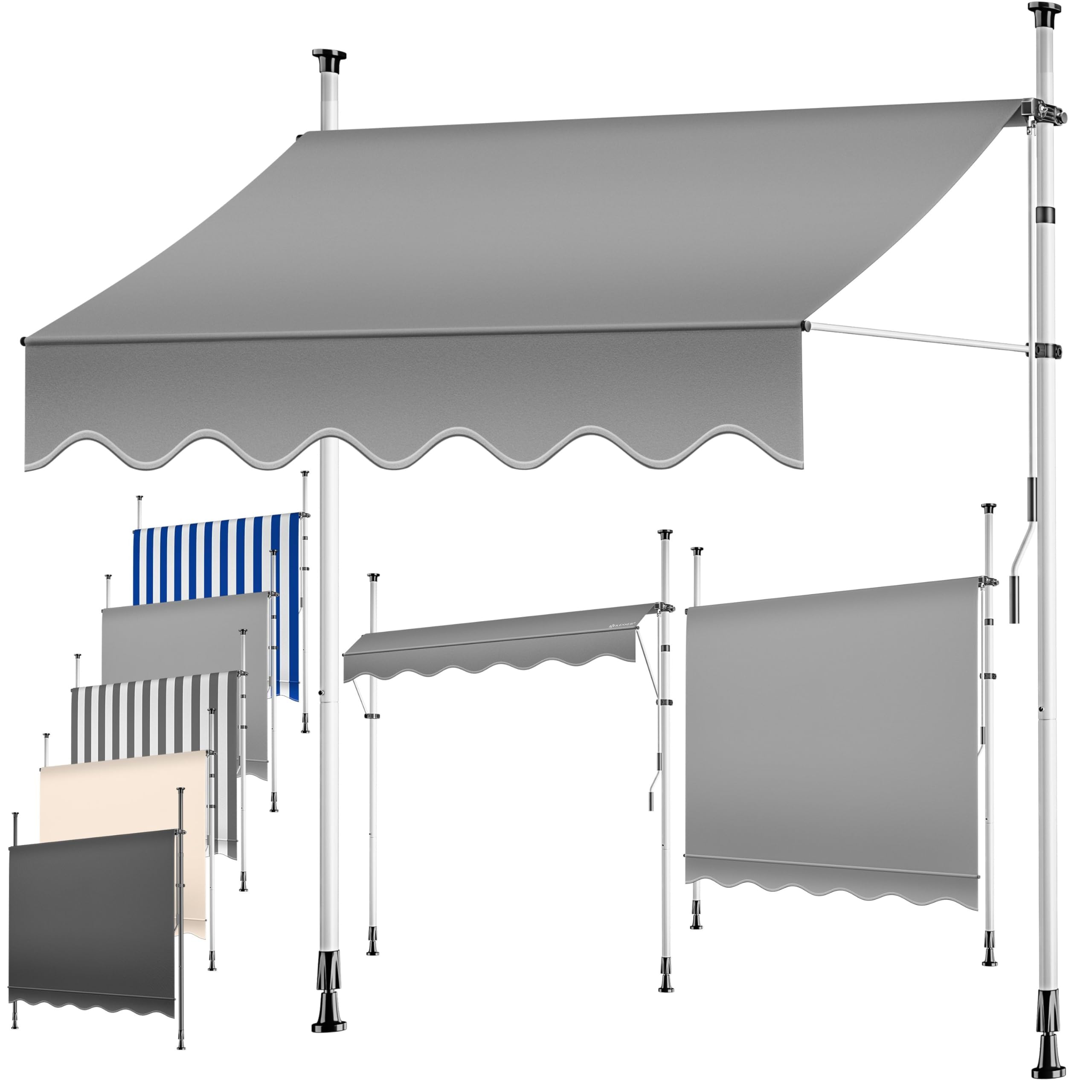 KESSER® Klemmmarkise mit Handkurbel Balkon | Balkonmarkise ohne Bohren | Markise UV-beständig höhenverstellbar & wasserabweisend | Sonnenschutz für Balkon Terrasse & Garten, Terrassenüberdachung 300cm
