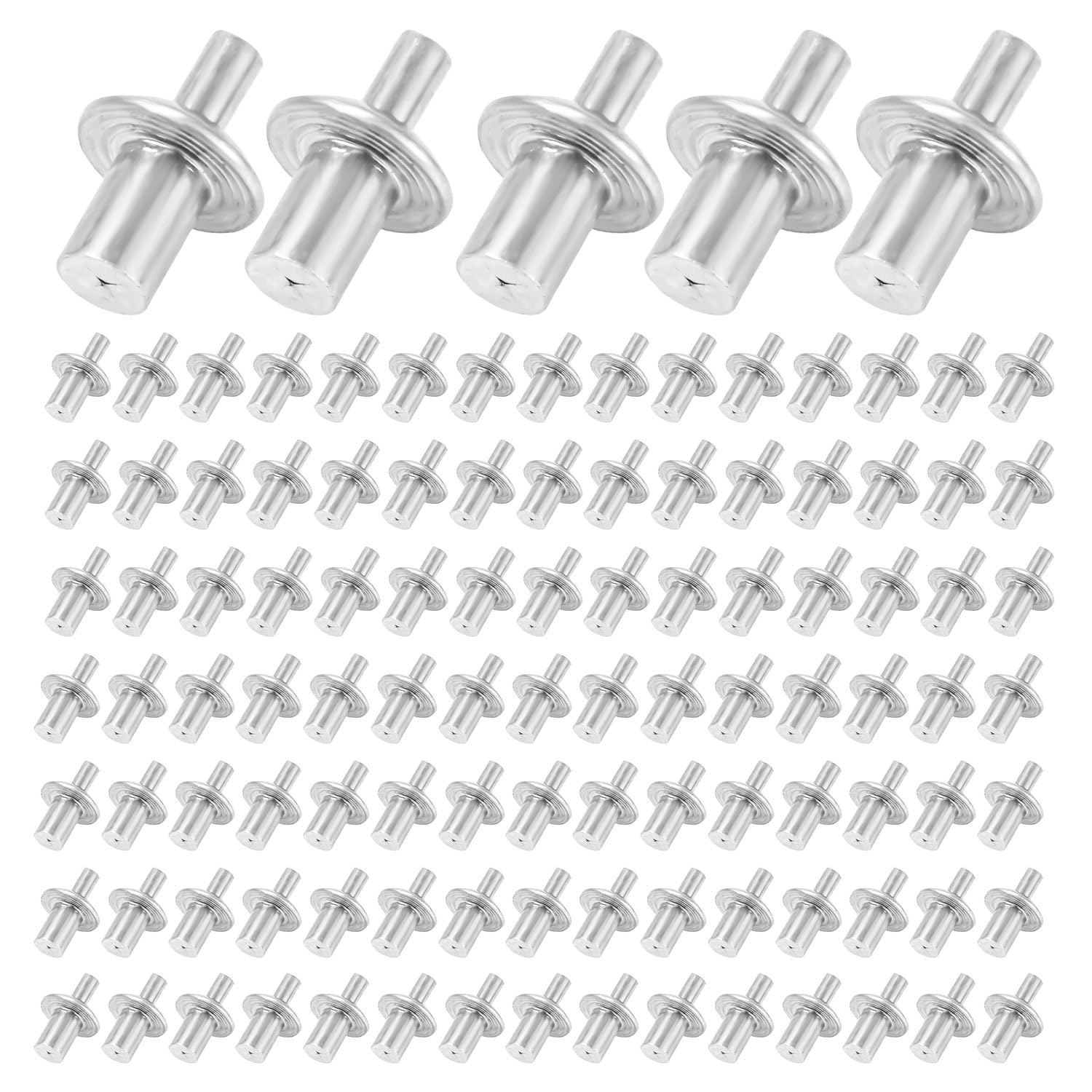 100pcs Hammer Drive Rivets, Aluminum Core Rivets with Round Head Solid Rivets Knock Type Expansion Rivets for Home, Electronic
