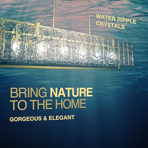 Miniatura 23 de IKK Candelabros rectangulares modernos de cristal negro para comedor, 42 pulgadas de largo, rectangular, de cristal ondulado, iluminación lineal