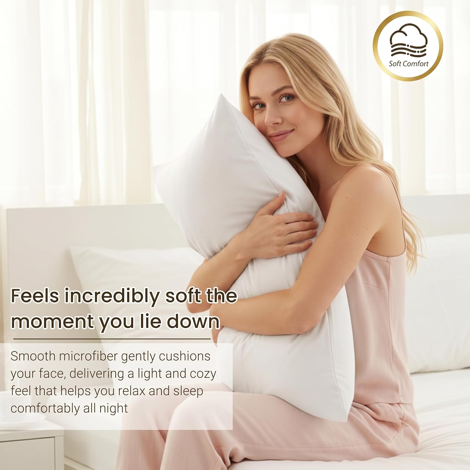 Brushed Microfiber Pillow Cases Standard Size Pillow Case-Envelope Closure Pillowcases Standard Set of 2,Cooling & Moisture Wicking,Wrinkle Resistant Bed Pillowcases 20" X 26" (Standard,White)