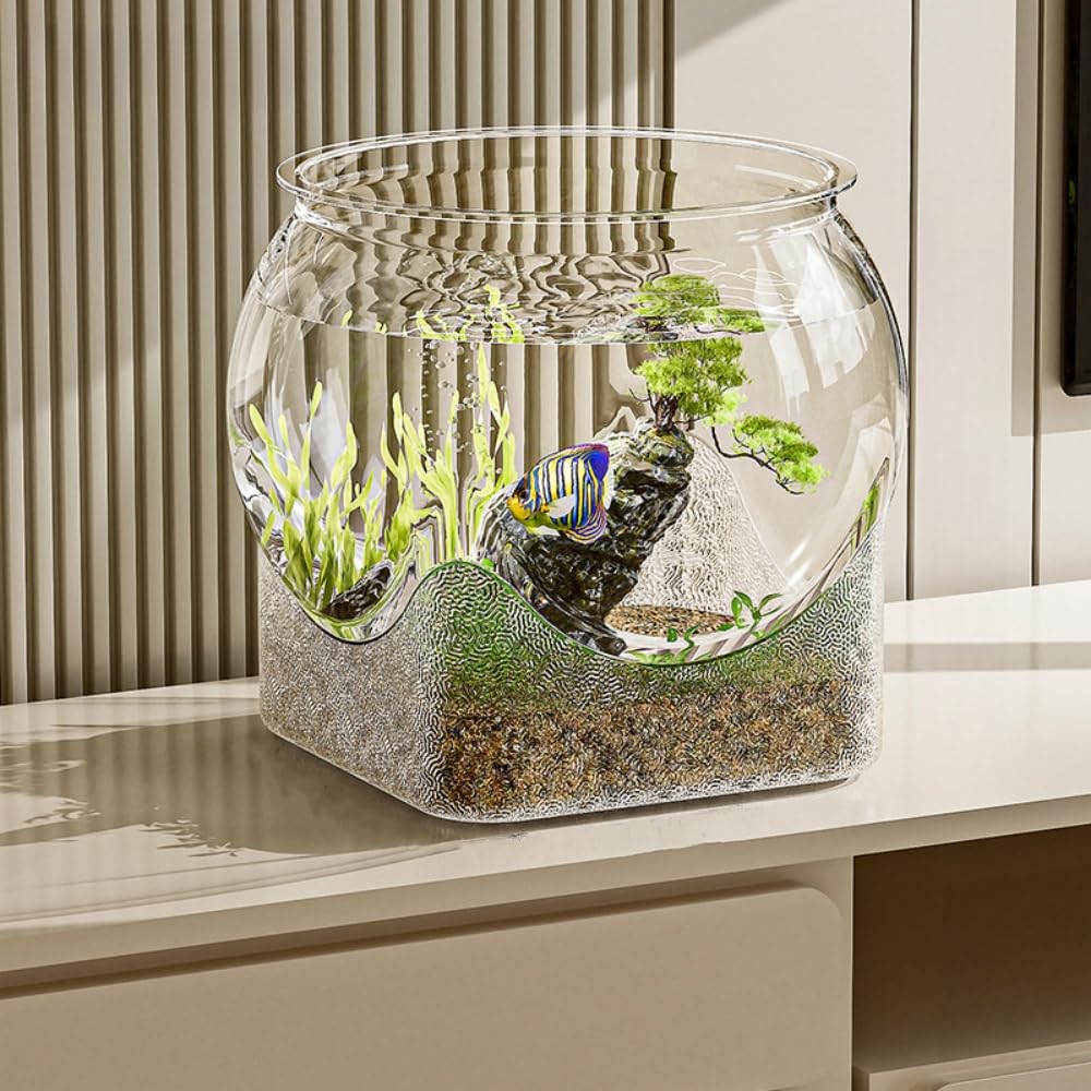 Amazon | 【Pazzfre】 金魚水槽 ミニ水槽 花瓶 飾り 観葉植物 自宅