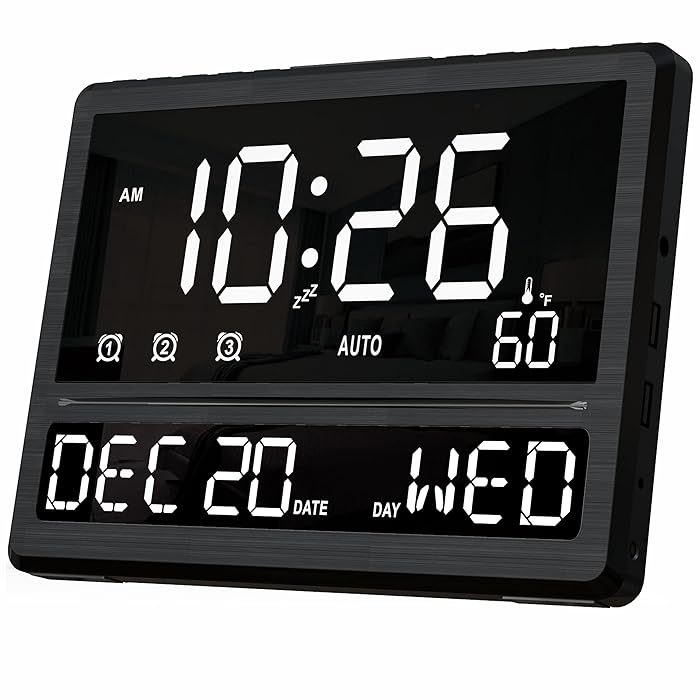 Buy Large Digital Clock, SICSMIAO 10.5" LED Dimmable Wall Clock, Desk