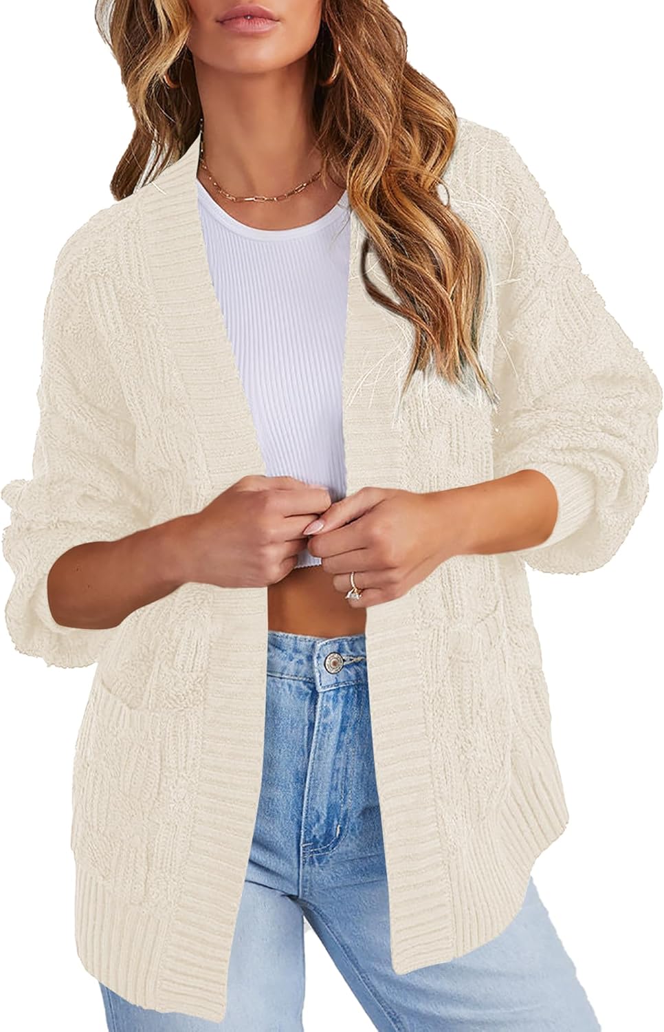 Cakulo Womens Oversized Fall Checkered Cardigan Sweaters 2024 Trendy Open Front Chunky Cardigans Knit Sweater Coats