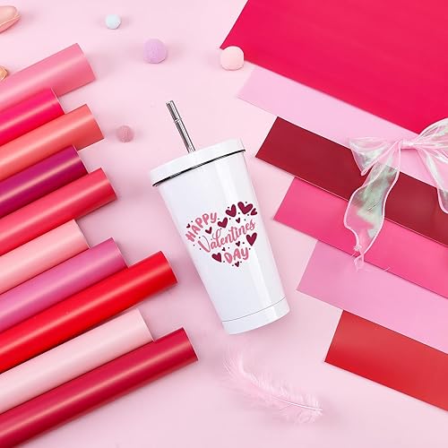 Miniatura 7 de Tintnut Vinilo permanente navideño  16 hojas de 12 x 10 pulgadas, vinilo adhesivo arcoíris rojo, vinilo con patrón de árbol verde, vinilo permanente