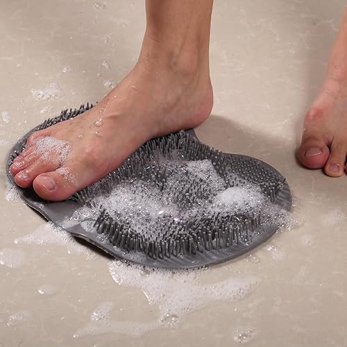 Miniatura 4 de Alfombrilla de ducha para pies, para montar en la pared, masajeador de baño de silicona, con ventosas antideslizantes, para uso en la ducha para