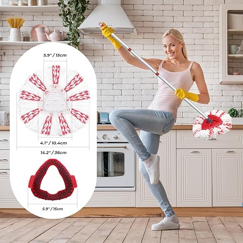 Miniatura 7 de Cabezal de fregona mejorado y cepillo de repuesto para sistema O Cedar EasyWring de 1 tanque, paquete de 3 cabezales de repuesto de trapeador