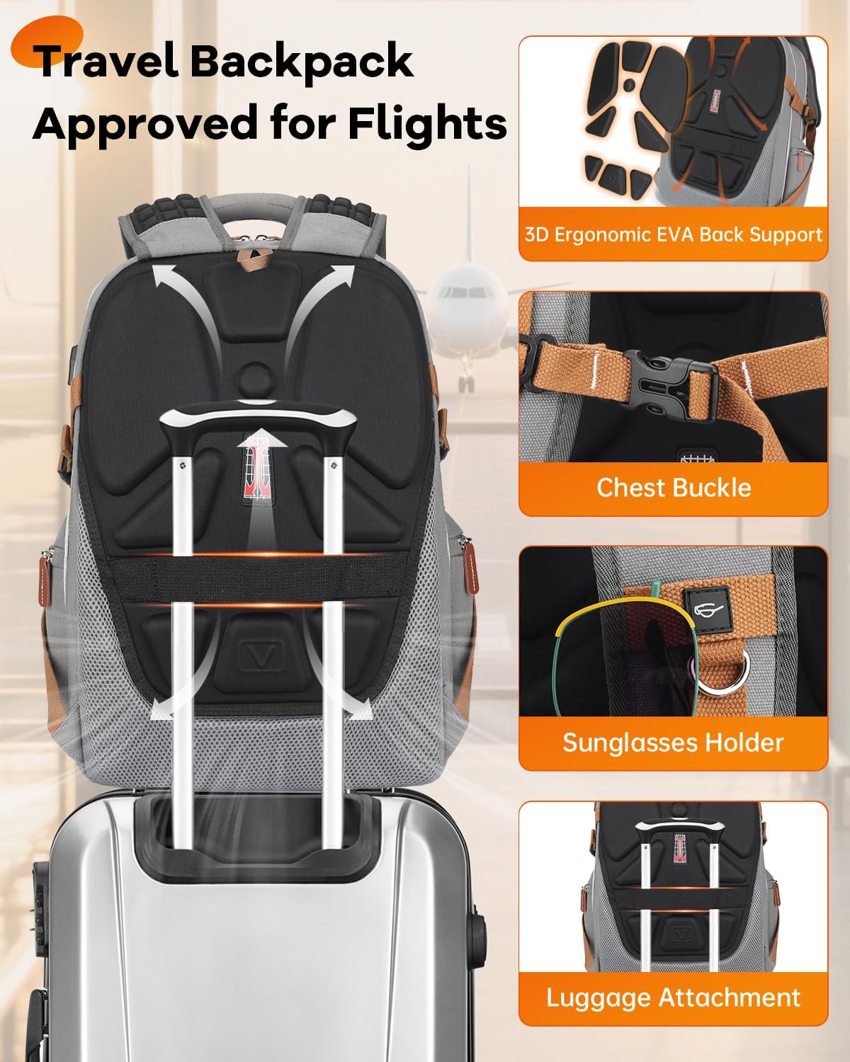 SWICKY Large 40L Travel Laptop Backpack, Backpack with Shoe Compartment, Airline Approved Business Work Bag Fits 17.3 Inch, USB Port/Carry-On Luggage for Women & Men, Perfect for Hiking