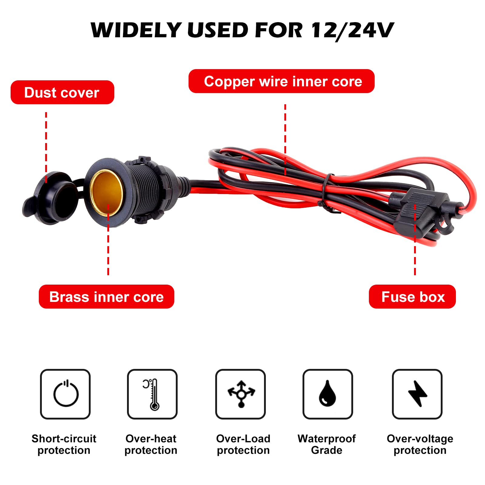 Dometic Cavo Di Alimentazione (cavo Di Collegamento) Presa Accendisigari Auto 12V DC Waeco ⌀ 25 X 2050 Mm Scatola Di Raffreddamento 4499000137