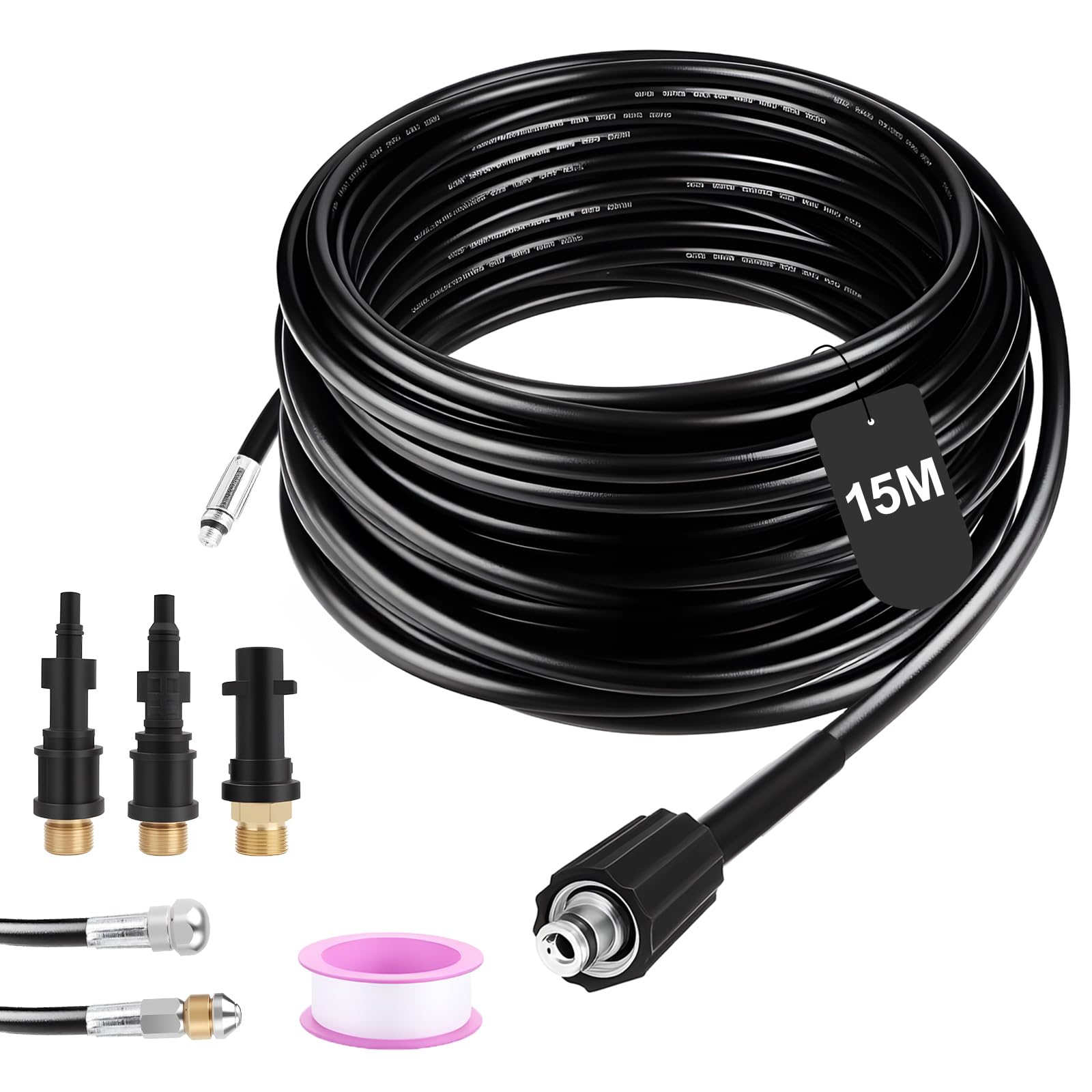 Évier bouché ? Kit furet haute pression 15m compatible Karcher pour nettoyer vos tuyaux