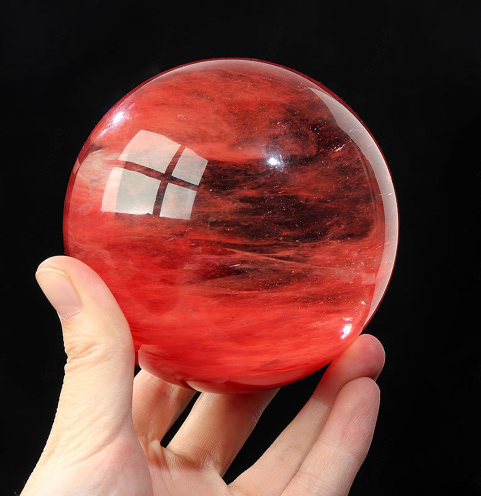 Rode Obsidiaan Kristallen Bol Met Standaard - 5cm Natuurlijk Edelsteen Voor Meditatie & Feng Shui