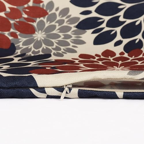 Miniatura 6 de Fundas de almohada de 18 x 18 pulgadas, fundas de almohada para exteriores, fundas de almohada decorativas de lino con flores de dalia para