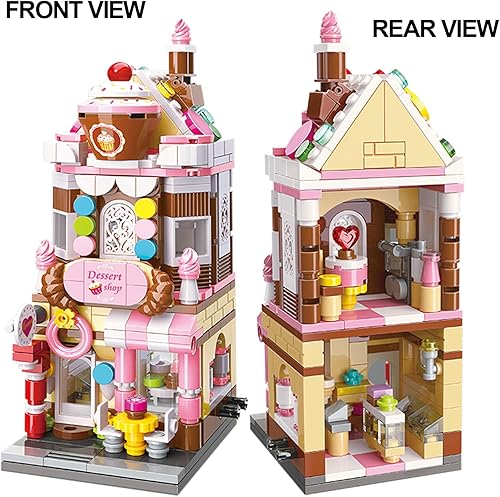 Miniatura 3 de Kit de bloques de construcción para tienda de postres modelo City Corner Honey Sweet Dream House Set Bonito regalo con hermosa caja para niñas y