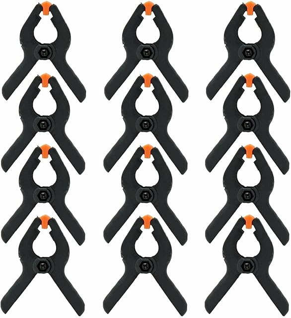AllRight 12Pcs Spring Clamps 6 Inch Plastic Extra Strength Grip Clip with Textured Handles Heavy Duty Market Stall Clips DIY Tools for Photography Backgrounds Market