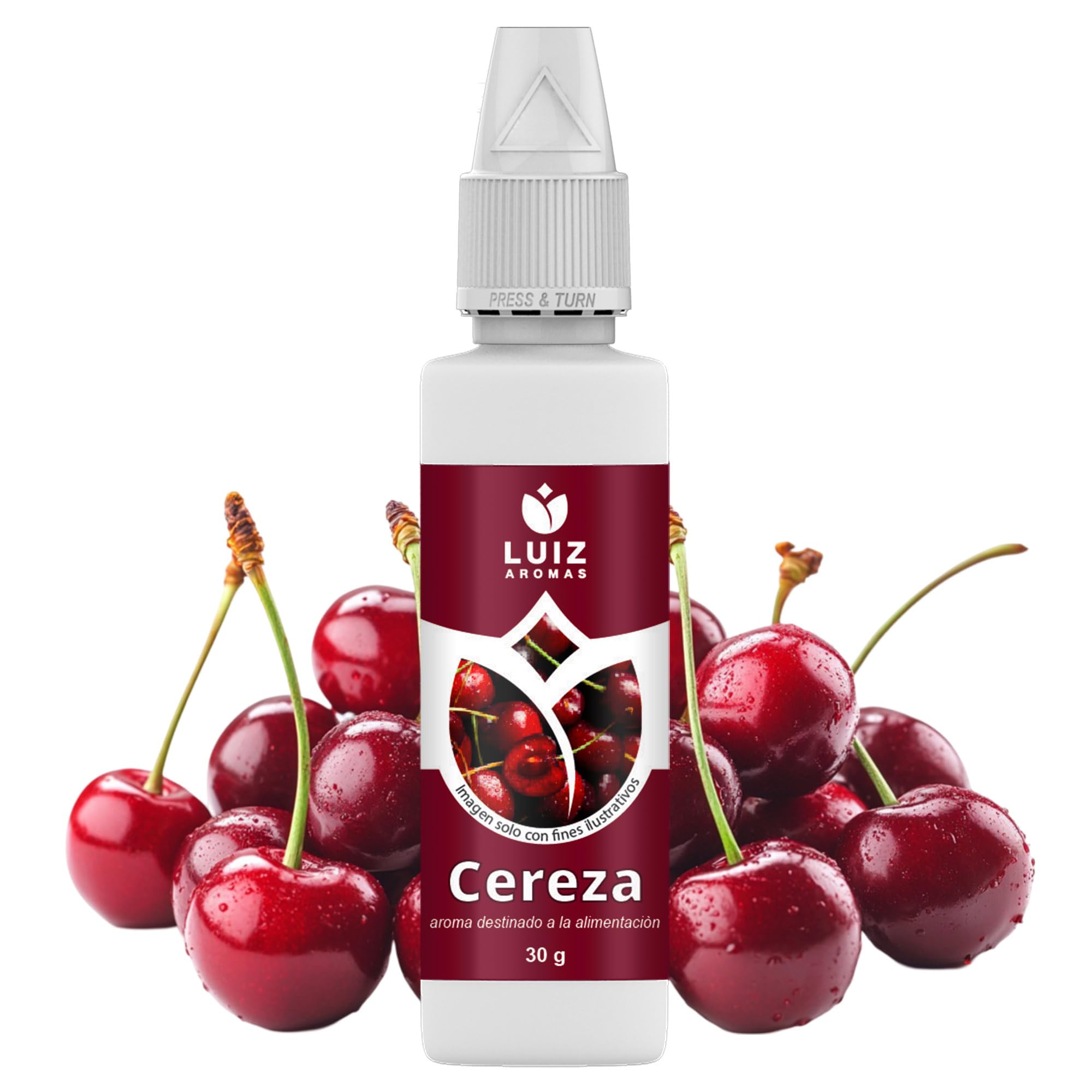 LUIZ AROMAS | Aroma Cereza - Aroma Alimentario en Gotas para dulces de Hornear, Pasteles, Bizcochos y Tartas | Producto Vegano sin Calorías y sin Azucar | Producto 100% Italiano (30g)