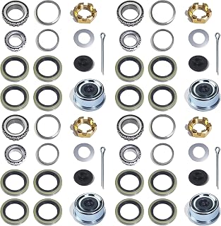 4Sets 25580 15123 Trailer Axle Hub Bearings Kit for 5200-6000 lbs Trailer D42 Tapered Spindle with 2.125'' And 2.25'' I.D. Graese Seal, 2.44'' Trailer Dust Cap, Cotter Pin, Axle Nut and Washer