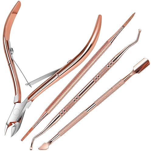 FANDAMEI Kit de cuidado de uñas, pinzas de cutícula, kit de herramientas para uñas encarnadas, levantador de uñas, lima de uñas y levantadores de