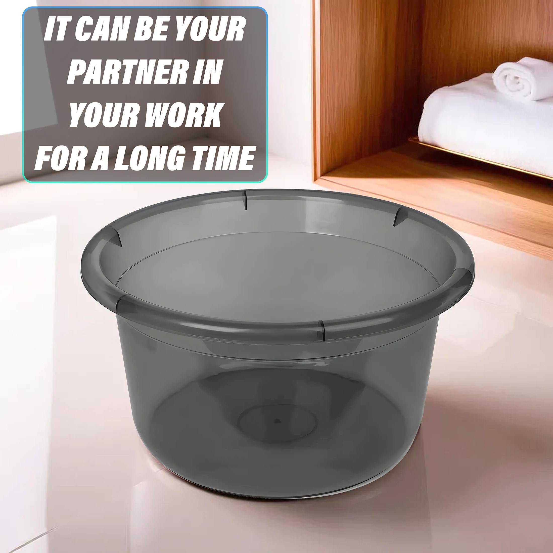 Kuber Industries Durable Deep Bath Tub|Versatile Short Livestock Feeding Pan| Plastic Utility Gaint Basin for Baby Bathing,Washing Clothes,26 Litre (Black) 2