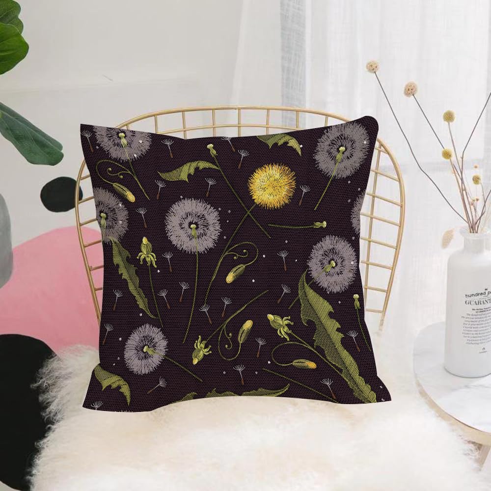 HYOSXW Cushion Cover,Throw Pillow Case Home Decorative for Living Room Bedroom Sofa Chair 16X16 Inch,Dandelions embroidery seamless pattern. Beautiful dandelions classical embroide,Pillowcase 40X40cm