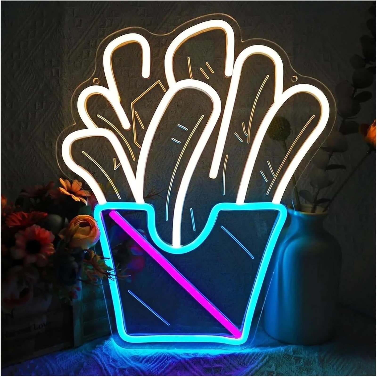 Lampada al neon Per insegne al neon, decorazioni murali con patatine fritte per cinema, fast food, 40x33 cm