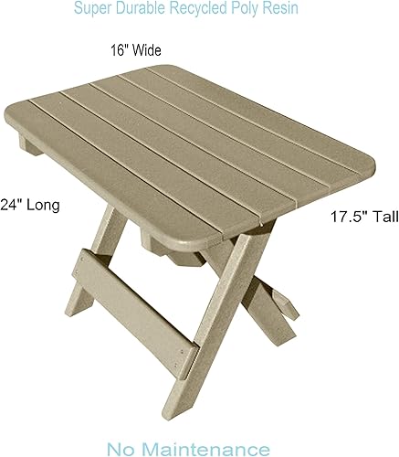 Miniatura 2 de Mesa auxiliar plegable para patio al aire libre  Mesa auxiliar de polietileno Adirondack  Mesa auxiliar para todo tipo de clima para tu patio,