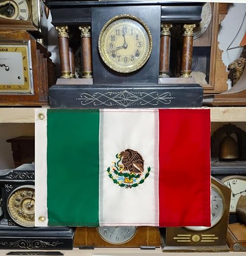 Miniatura 6 de ROTERDON Bandera de México de 12 x 18 pulgadas, bandera mexicana bordada de barco para exteriores, con ojales de latón