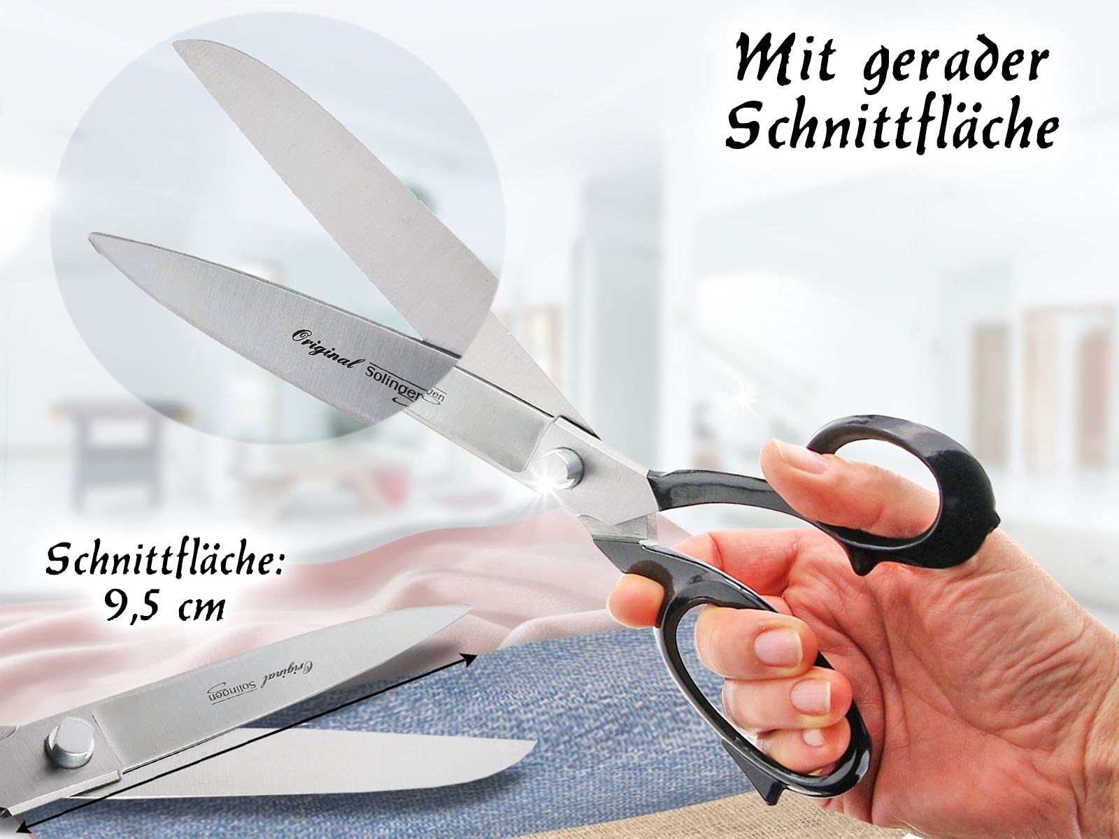 Stoffschere aus Solingen Schneiderschere mit Scharfem und Präzisem Schnitt – Made in Germany – Textilschere aus Hochwertigem Rostfreiem Edelstahl für Stoffe, Jeans, Textilien und Leder (8 Zoll)
