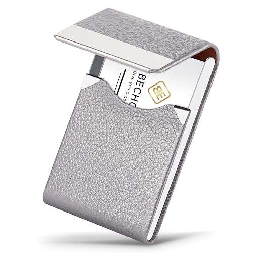 Caja de cigarrillos de acero inoxidable de cuero - Soporte de bolsillo para cigarrillos de tamaño regular, funda de cigarrillos con una sola mano