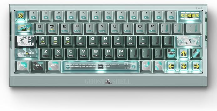 IQUNIX EV63 Ghost in the Shell Gaming Keyboard, Shell Core | 60% Wired Hall Effect Keyboard, 0.01mm RT, CNC Aluminum Case, FPS Control, Cyberpunk Keycaps for Themed Setups