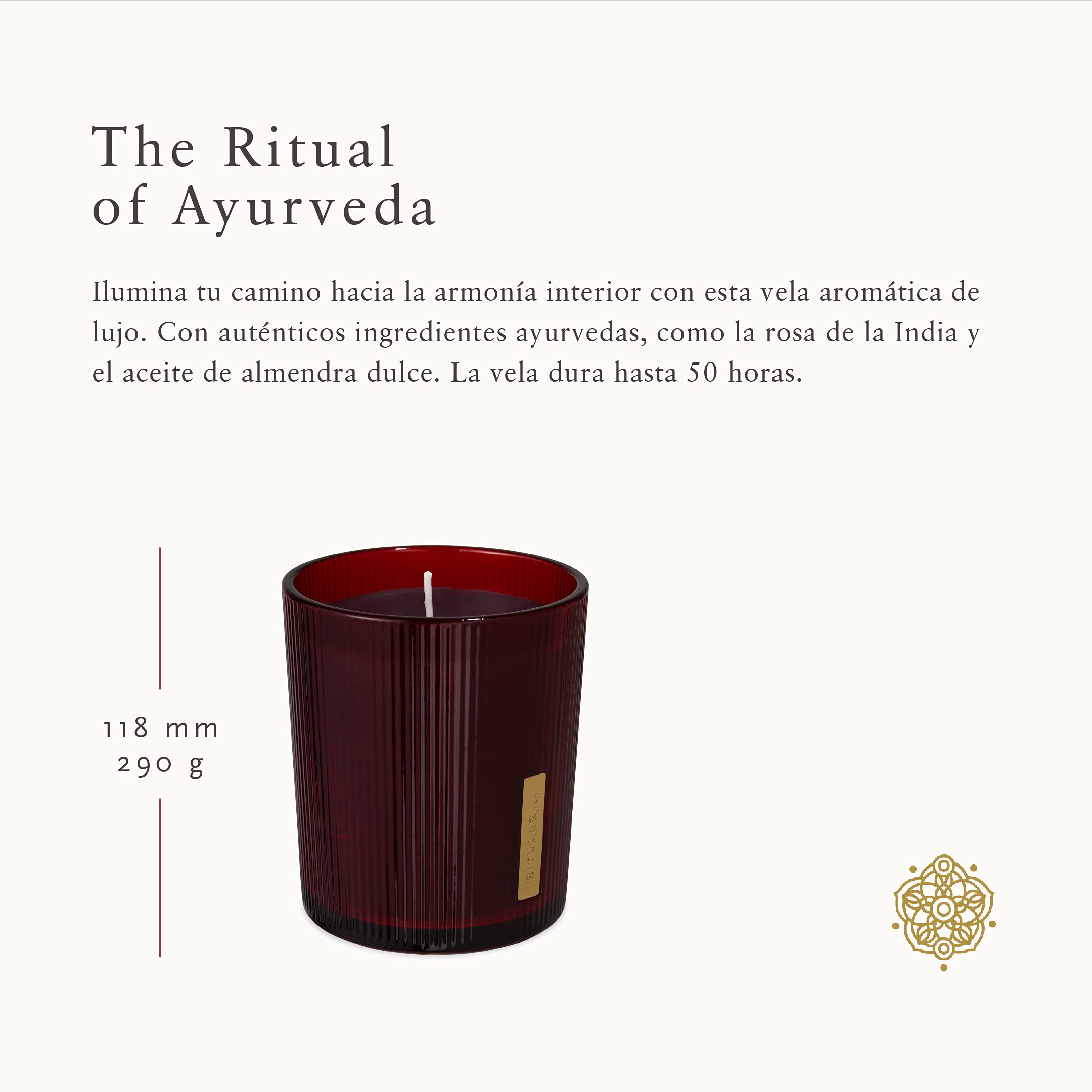 RITUALS The of Ayurveda Candle 1107149 - Vela perfumada (9,3 x 9,3 x 11,8 cm), diseño de rosa
