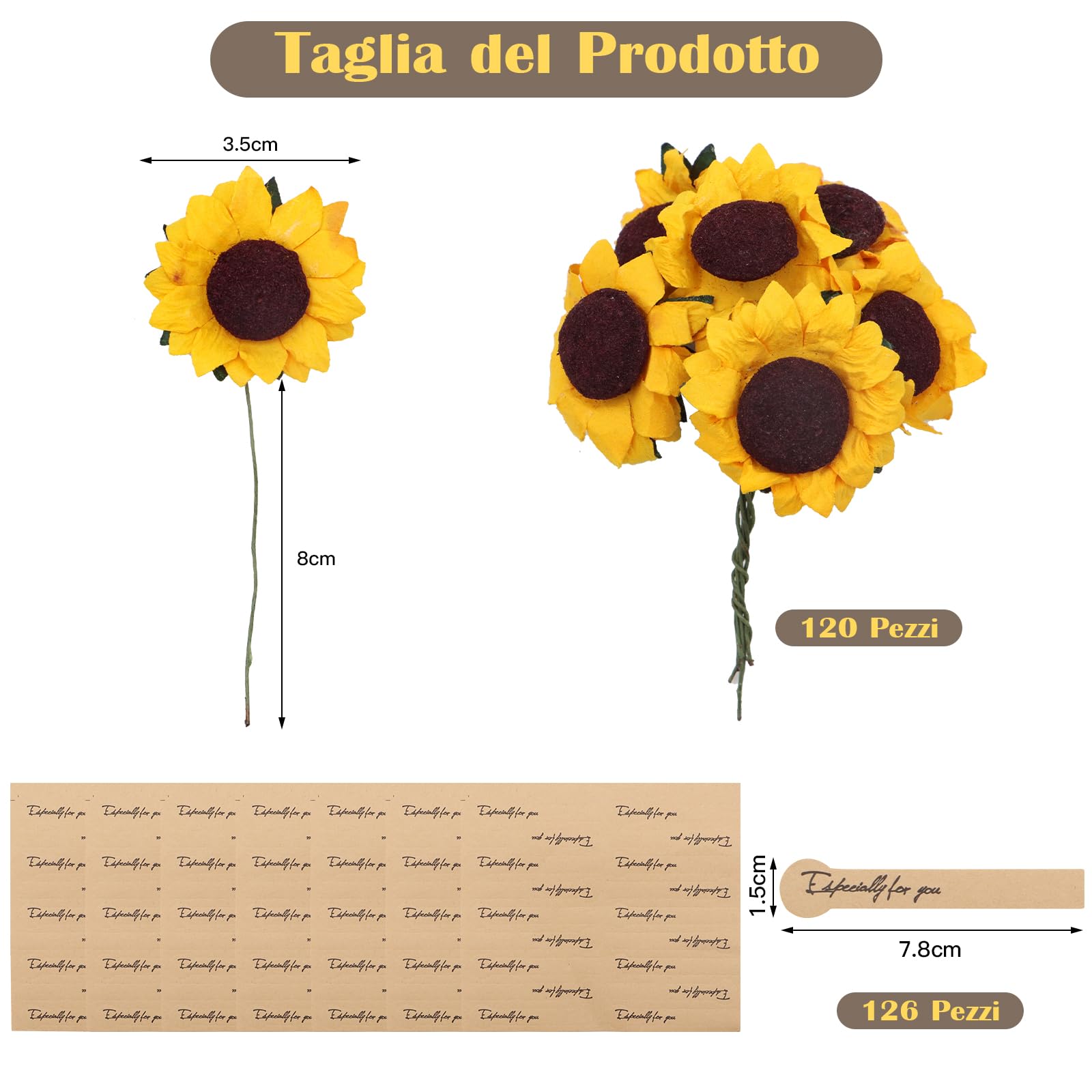 100 Mini Figure In Resina Bombo E Girasole | Decorazioni Fai Da Te In 5 Dimensioni, Per Scrapbooking, Piante Artificiali, Torte E Feste