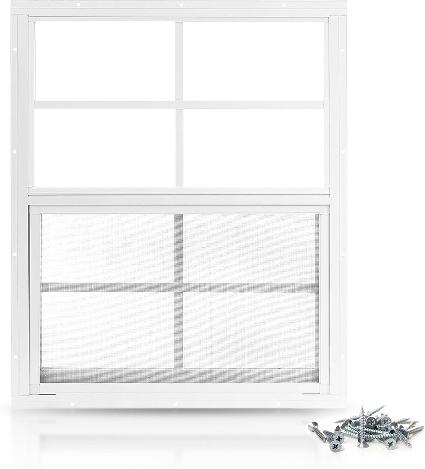 PRO FLEX Shed Window 12" x 12" - Ultra Thick White Aluminum Flush Mount with Tempered Glass - Shed Windows with Fixed Panel and Screws for Chicken Coop, Sheds, Barns, Playhouses