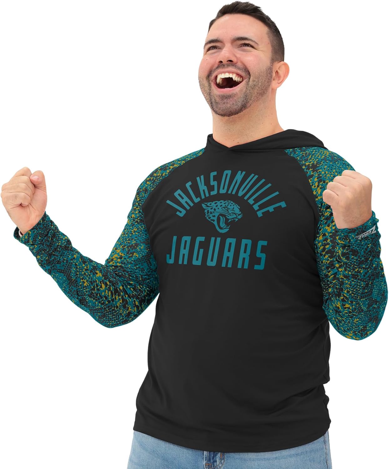 Zubaz NFL Teams Men's Lightweight Pullover Hoodies with Accent Sleeves (Small - 5X-Large)