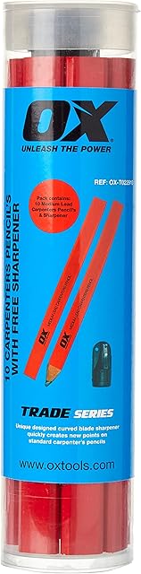 OX Trade Medium Red Carpenters Pencils 10 pk