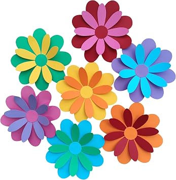 10 inch Giant 3D Rainbow Paper Flower with Stickers for Flower Wall Stickers Room Decor Kids Nursery Classroom Wedding Backdrop Pack of 7 Rainbow