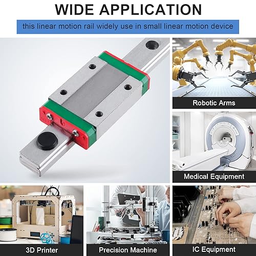 Miniatura 6 de Guía de riel lineal MGN9 de 13.780 in con bloque de transporte de rodamientos lineales MGN9H, mini riel lineal para impresora 3D de bricolaje (tipo