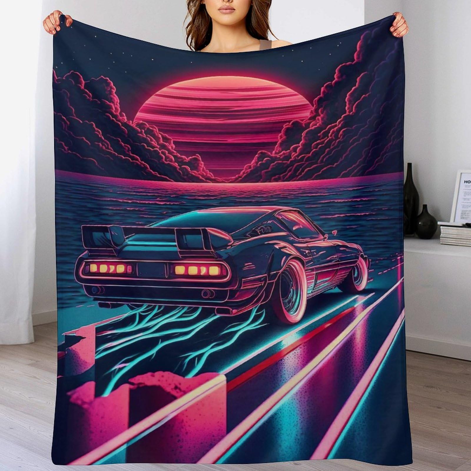 Couverture Polaire Douce Flannel Voiture de Sport pour Canapé Froid : Plaid Thermique 150x200