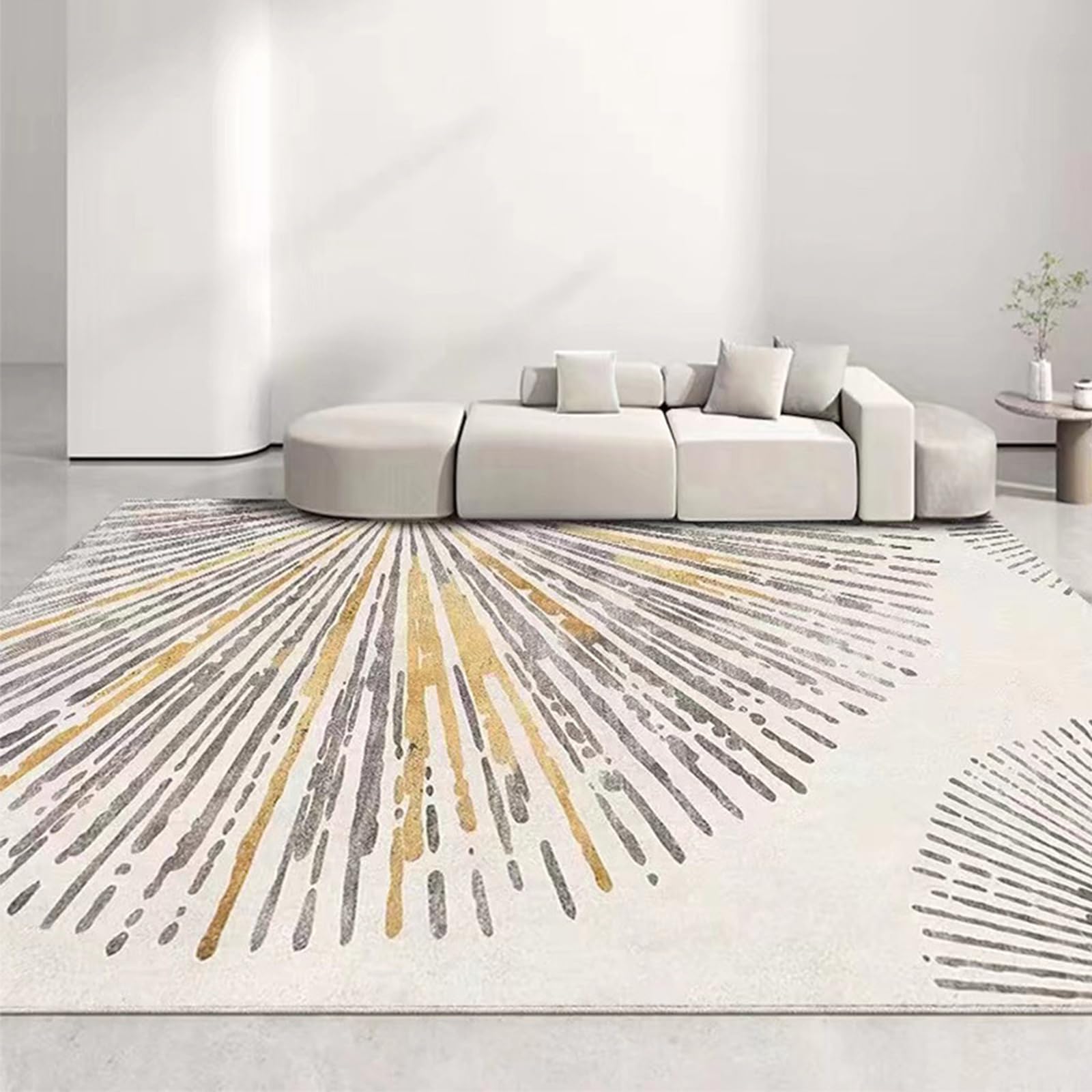 Tapis moderne abstrait noir et gris 150x210 cm pour salon et chambre
