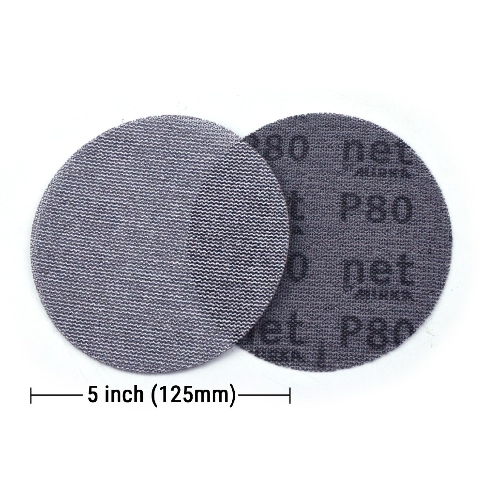 Siatkowe krążki ścierne z rzepem, 25 szt., 5 cali, 125 mm, bezpyłowe, zapobiegające blokowaniu, okrągłe, papier ścierny o gradacji 80-320(80 Grit)