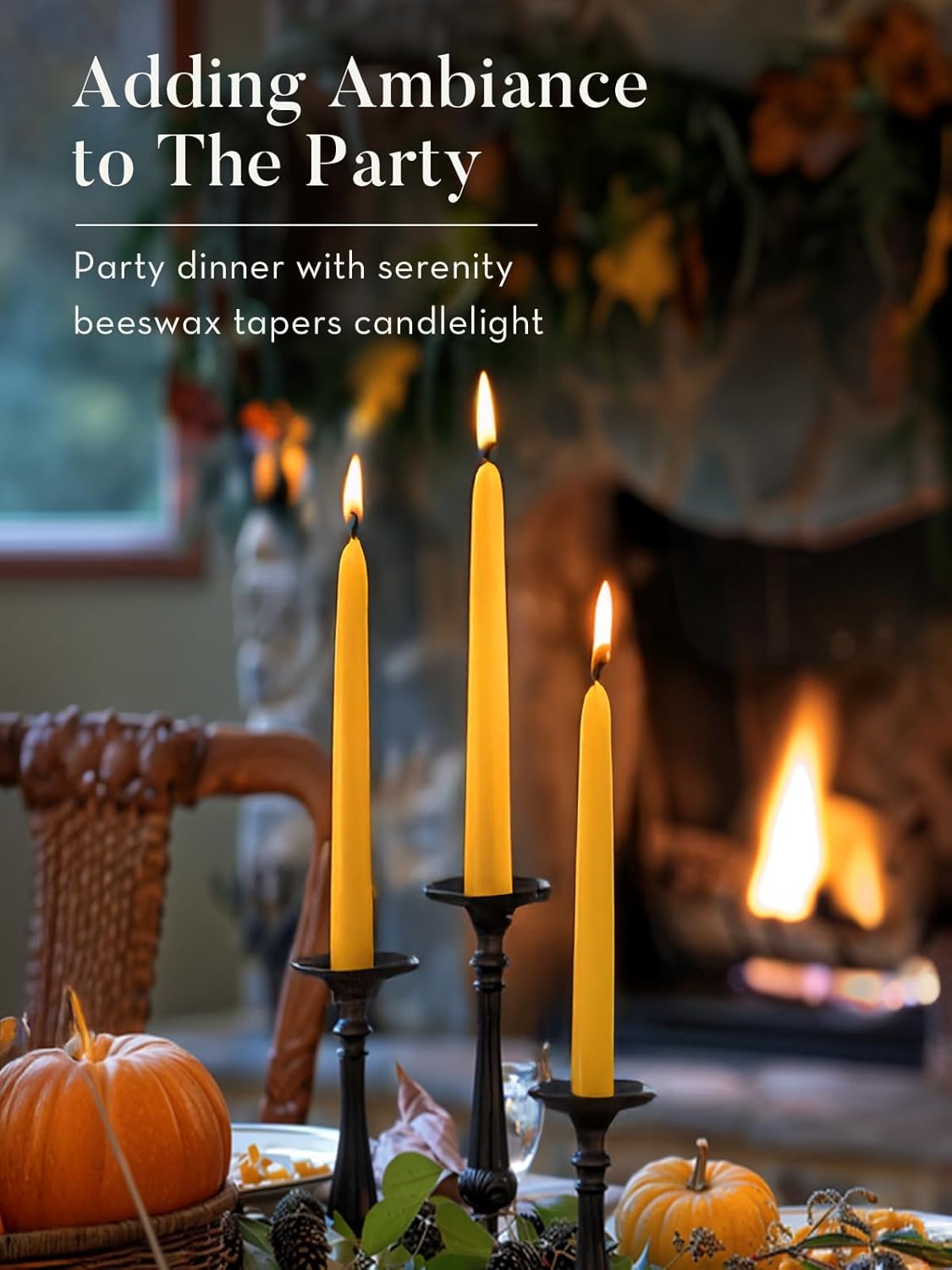 24 Pack Beeswax Taper Candles, 8 Inch Natural Beeswax Candles Unscented and Smokeless, 8 Hours Long Burning Yellow Candle Sticks for Dinner, Wedding, Party, and Home Decor